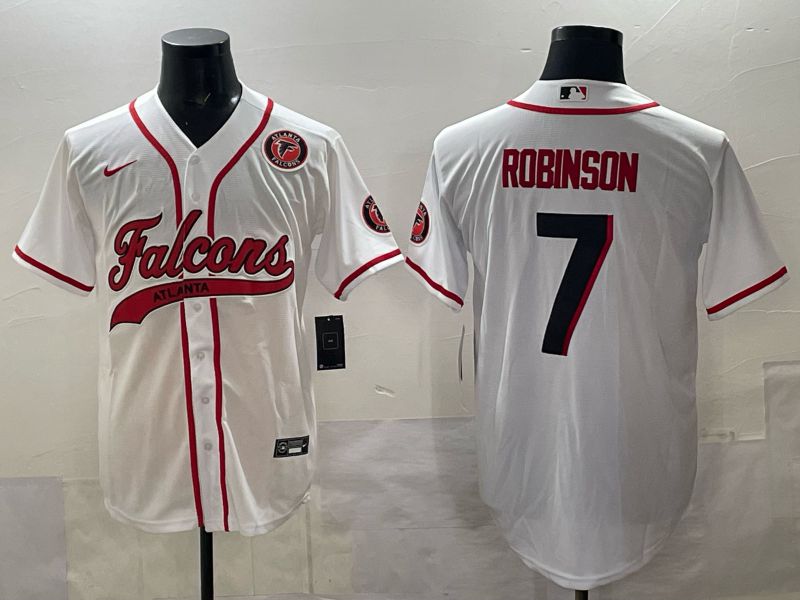 Men 2025 Nike Atlanta Falcons #7 Robinson white Joint Name Limited NFL Jersey style 06